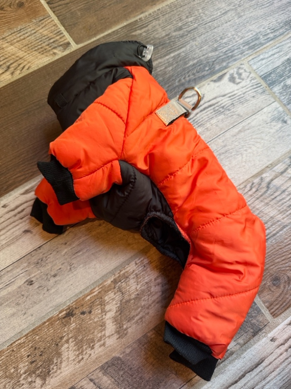 Dog Orange & Black Puffer Dog Jacket